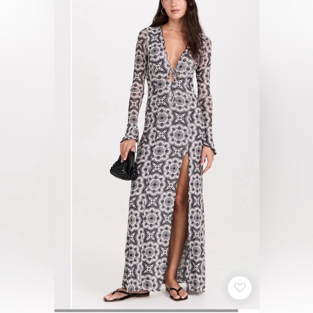 RESA Black and White Slit Maxi Gown